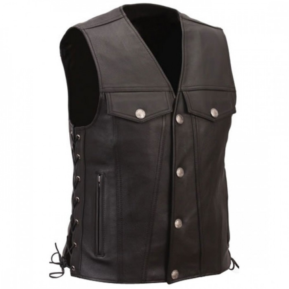 Motorbike Leather Men Vest