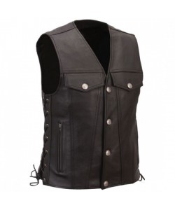 Motorbike Leather Men Vest