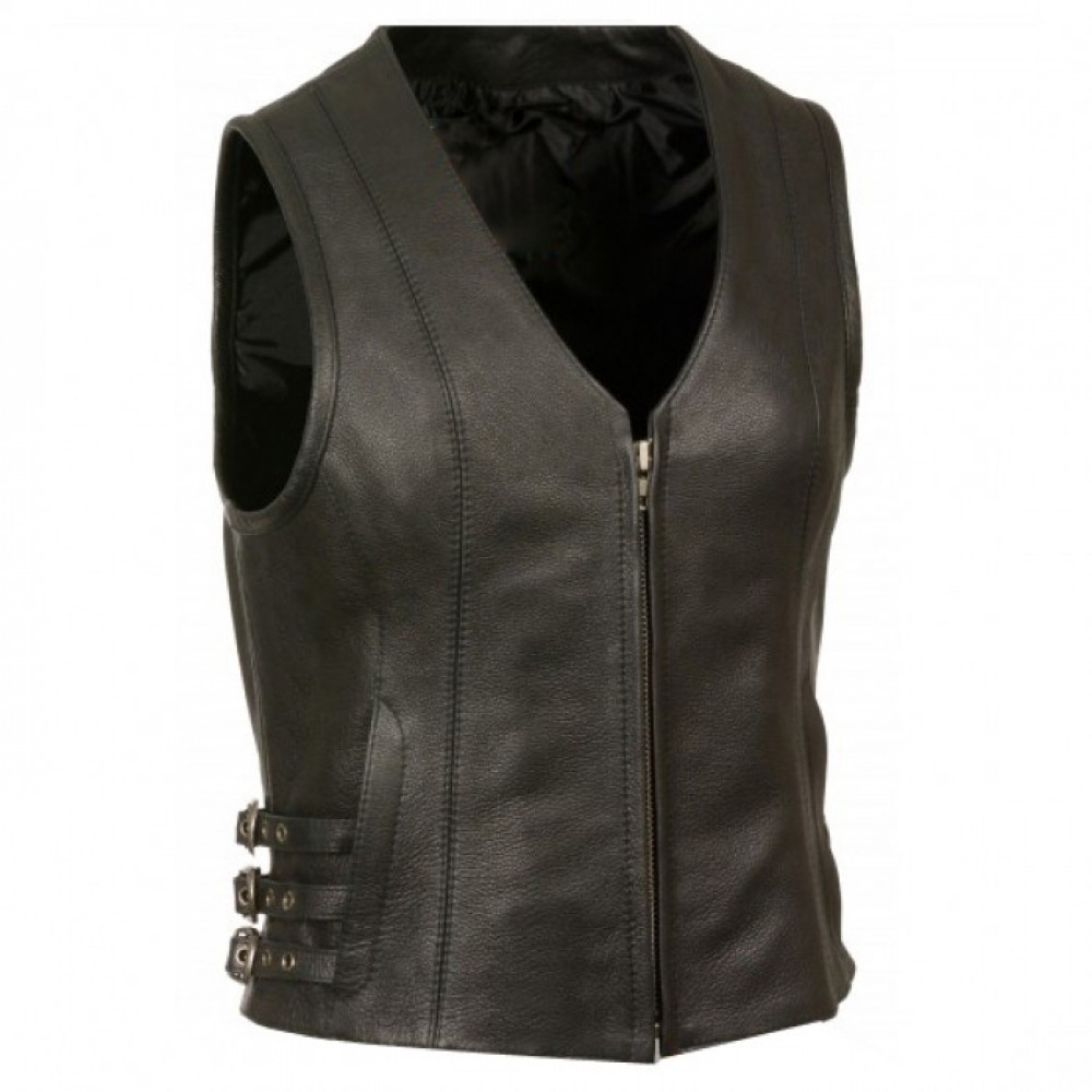 Motorbike Leather Women Vest