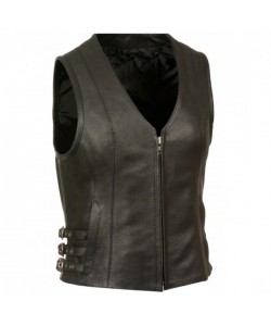 Motorbike Leather Women Vest