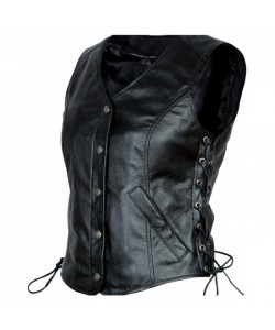 Motorbike Leather Women Vest
